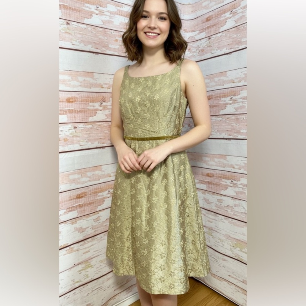 NEW Talbots Green Embroidered Midi Dress vintage 00s
